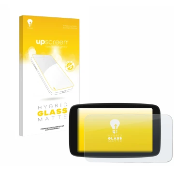 Face avant d’un emballage produit avec le logo de la marque upscreen. À côté, l’appareil TomTom Go Navigator 7 (2ème génératio