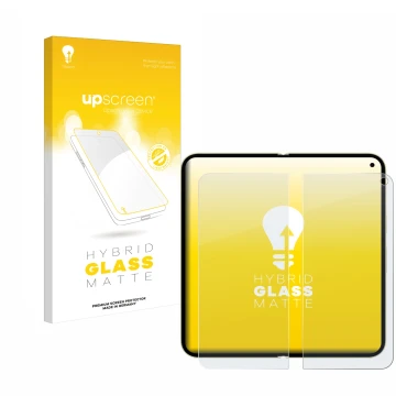 Face avant d’un emballage produit avec le logo de la marque upscreen. À côté, l’appareil Google Pixel 10 Pro Fold (Affichage i