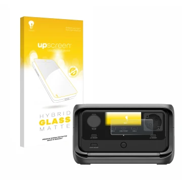 Face avant d’un emballage produit avec le logo de la marque upscreen. À côté, l’appareil EcoFlow River 3 Plus est représenté a