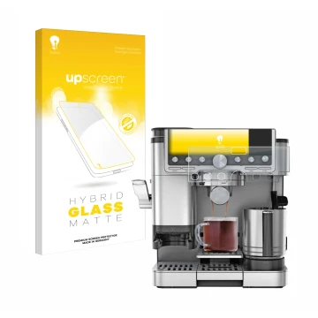 Face avant d’un emballage produit avec le logo de la marque upscreen. À côté, l’appareil Ninja Luxe Cafe Pro ES701EU est repré