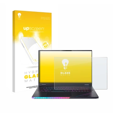 Face avant d’un emballage produit avec le logo de la marque upscreen. À côté, l’appareil Acer Predator Helios 18 AI PH18-73 es