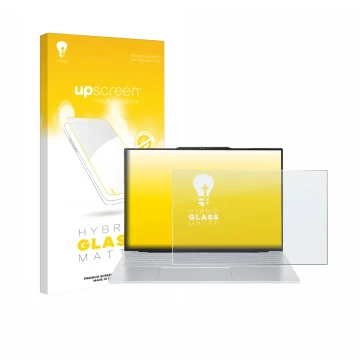 Face avant d’un emballage produit avec le logo de la marque upscreen. À côté, l’appareil Acer Swift Air 16 est représenté avec