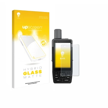 Face avant d’un emballage produit avec le logo de la marque upscreen. À côté, l’appareil Garmin GPSMAP H1 est représenté avec 