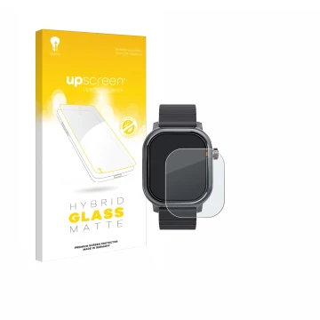 Face avant d’un emballage produit avec le logo de la marque upscreen. À côté, l’appareil Kospet Pulse est représenté avec la p