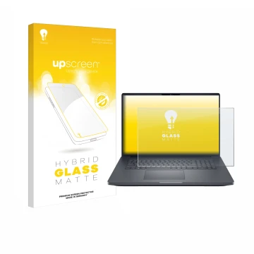 Face avant d’un emballage produit avec le logo de la marque upscreen. À côté, l’appareil Dell Pro Max 18 est représenté avec l