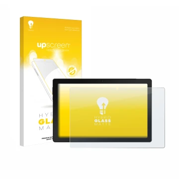 Face avant d’un emballage produit avec le logo de la marque upscreen. À côté, l’appareil MUISOO A10 10.1