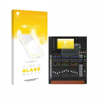 Face avant d’un emballage produit avec le logo de la marque upscreen. À côté, l’appareil Behringer Wing Compact est représenté