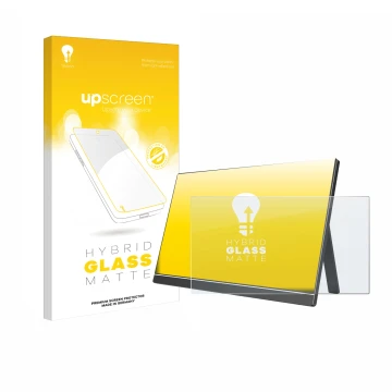 Face avant d’un emballage produit avec le logo de la marque upscreen. À côté, l’appareil Arzopa 60HZ/A1 15.6