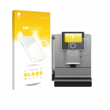 Face avant d’un emballage produit avec le logo de la marque upscreen. À côté, l’appareil Nivona NICR 970 est représenté avec l
