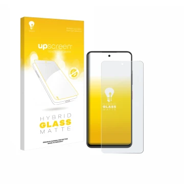 Face avant d’un emballage produit avec le logo de la marque upscreen. À côté, l’appareil Nubia Focus est représenté avec la pr