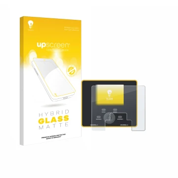 Face avant d’un emballage produit avec le logo de la marque upscreen. À côté, l’appareil Junsi iCharger DX12 est représenté av