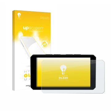 Face avant d’un emballage produit avec le logo de la marque upscreen. À côté, l’appareil Chigee AIO-6 LTE 4G est représenté av