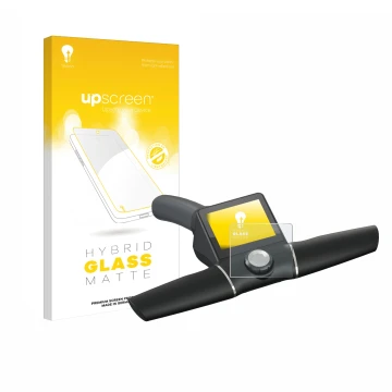 Face avant d’un emballage produit avec le logo de la marque upscreen. À côté, l’appareil Motocaddy M7 GPS Remote est représent