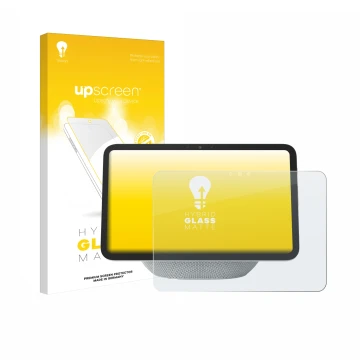 Face avant d’un emballage produit avec le logo de la marque upscreen. À côté, l’appareil Amazon Echo Show 11 2025 est représen