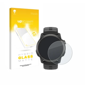 Face avant d’un emballage produit avec le logo de la marque upscreen. À côté, l’appareil Coros Apex 4 (42 mm) est représenté a