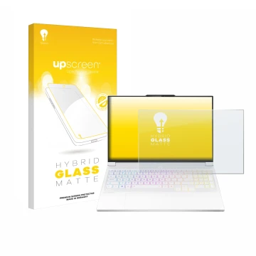 Face avant d’un emballage produit avec le logo de la marque upscreen. À côté, l’appareil Lenovo Legion 7i Gen 10 16