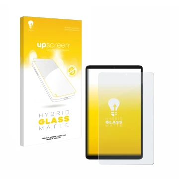 Face avant d’un emballage produit avec le logo de la marque upscreen. À côté, l’appareil Samsung Galaxy Tab A11 8.7