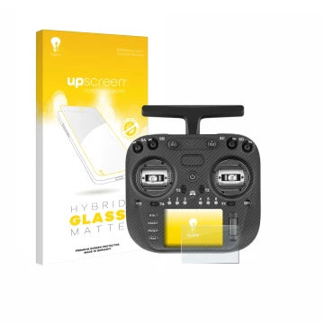 Face avant d’un emballage produit avec le logo de la marque upscreen. À côté, l’appareil Radiomaster TX15 Max est représenté a