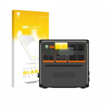 Face avant d’un emballage produit avec le logo de la marque upscreen. À côté, l’appareil Bluetti AC240P est représenté avec la