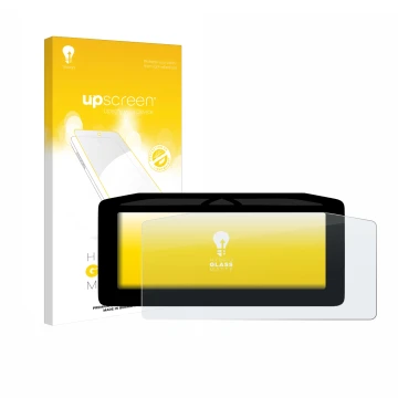 Face avant d’un emballage produit avec le logo de la marque upscreen. À côté, l’appareil Ducati Panigale V4 2025 est représent