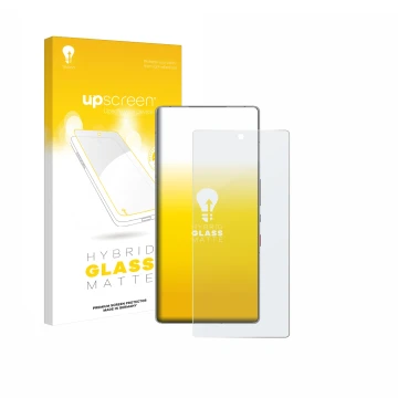 Face avant d’un emballage produit avec le logo de la marque upscreen. À côté, l’appareil ZTE Nubia Red Magic 11 Pro est représ