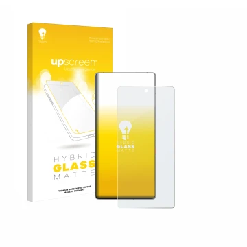 Face avant d’un emballage produit avec le logo de la marque upscreen. À côté, l’appareil ZTE Nubia Red Magic 11 Pro+ est repré