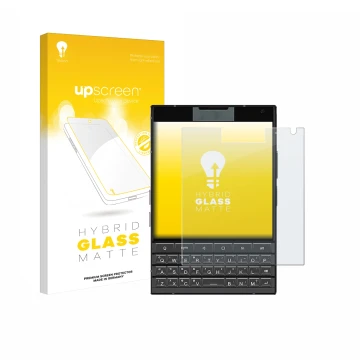 Face avant d’un emballage produit avec le logo de la marque upscreen. À côté, l’appareil Unihertz Titan 2 est représenté avec 