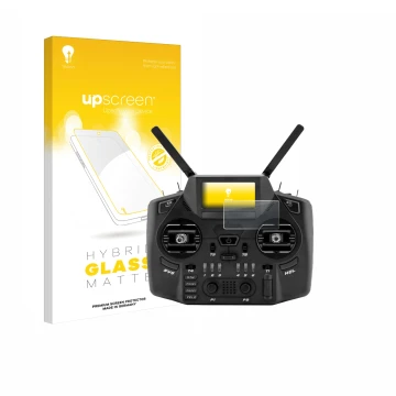 Face avant d’un emballage produit avec le logo de la marque upscreen. À côté, l’appareil Radiomaster GX12 est représenté avec 