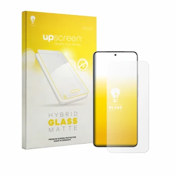 Face avant d’un emballage produit avec le logo de la marque upscreen. À côté, l’appareil Vivo iQOO 15 est représenté avec la p