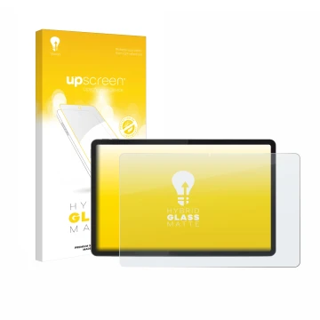 Face avant d’un emballage produit avec le logo de la marque upscreen. À côté, l’appareil Lenovo Tab K11 (2e Gen.) est représen