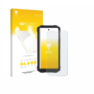 Face avant d’un emballage produit avec le logo de la marque upscreen. À côté, l’appareil Cubot King Kong Mini 4 est représenté