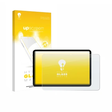 Face avant d’un emballage produit avec le logo de la marque upscreen. À côté, l’appareil Volla Tablet 12.3