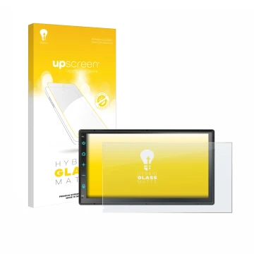 Face avant d’un emballage produit avec le logo de la marque upscreen. À côté, l’appareil Atoto F7 WE F7G2B7WE 7
