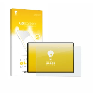 Face avant d’un emballage produit avec le logo de la marque upscreen. À côté, l’appareil Huawei MatePad 12 X 2025 est représen