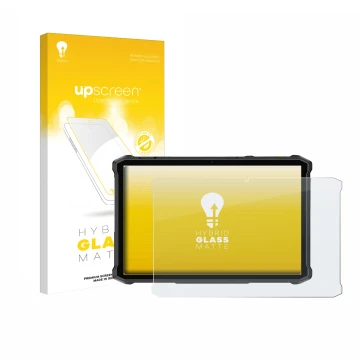 Face avant d’un emballage produit avec le logo de la marque upscreen. À côté, l’appareil Ulefone Armor Pad 5 Ultra est représe