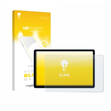 Face avant d’un emballage produit avec le logo de la marque upscreen. À côté, l’appareil Itel VistaTab 30 est représenté avec 