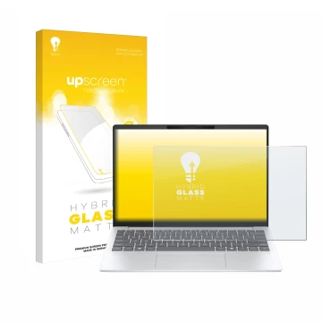 Face avant d’un emballage produit avec le logo de la marque upscreen. À côté, l’appareil HP OmniBook 7 Aero 13 est représenté 