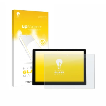 Face avant d’un emballage produit avec le logo de la marque upscreen. À côté, l’appareil Wortmann Terra Pad 1200V2 12.3