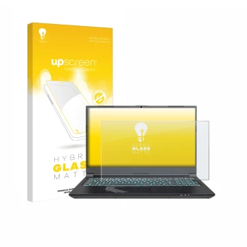 Face avant d’un emballage produit avec le logo de la marque upscreen. À côté, l’appareil Gigabyte G5 2024 est représenté avec 