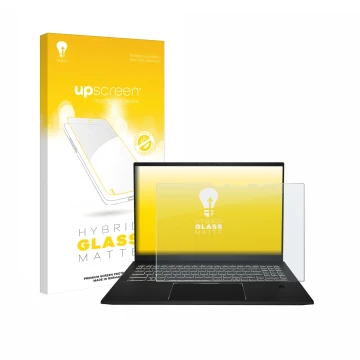 Face avant d’un emballage produit avec le logo de la marque upscreen. À côté, l’appareil MSI Summit A16 AI+ est représenté ave