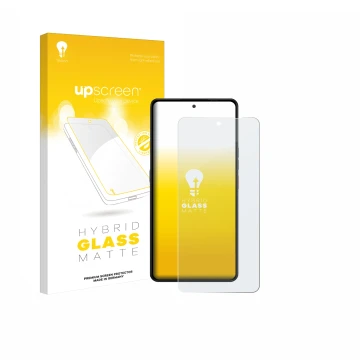 Face avant d’un emballage produit avec le logo de la marque upscreen. À côté, l’appareil Gigaset GS6 Pro est représenté avec l