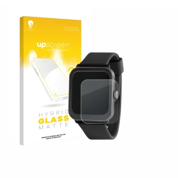 Face avant d’un emballage produit avec le logo de la marque upscreen. À côté, l’appareil Sector Smartwatch S-08 est représenté