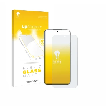 Face avant d’un emballage produit avec le logo de la marque upscreen. À côté, l’appareil Honor 500 est représenté avec la prot