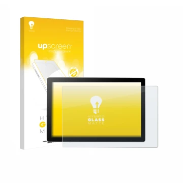 Face avant d’un emballage produit avec le logo de la marque upscreen. À côté, l’appareil Wacom Cintiq 16 DTK168 2025 est repré