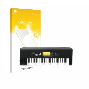Face avant d’un emballage produit avec le logo de la marque upscreen. À côté, l’appareil KORG Nautilus 61 est représenté avec 