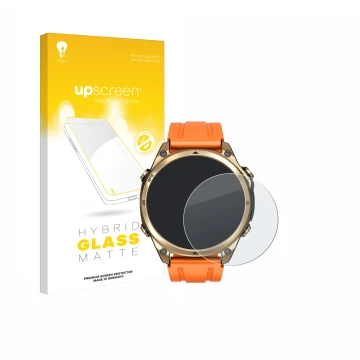 Face avant d’un emballage produit avec le logo de la marque upscreen. À côté, l’appareil Doogee Anywise W1 est représenté avec