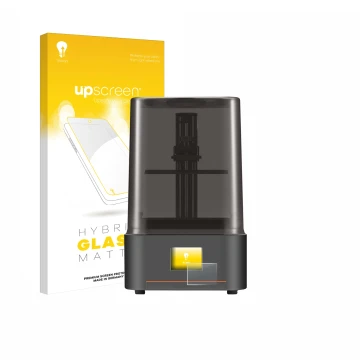 Face avant d’un emballage produit avec le logo de la marque upscreen. À côté, l’appareil Anycubic Photon Mono 4 est représenté