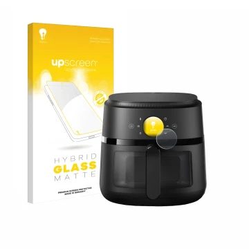Face avant d’un emballage produit avec le logo de la marque upscreen. À côté, l’appareil Philips Airfryer 2000 Gen 2 6,2L est 