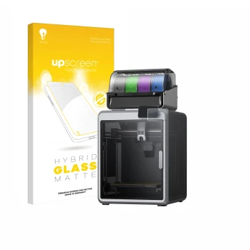 Face avant d’un emballage produit avec le logo de la marque upscreen. À côté, l’appareil Creality K2 est représenté avec la pr