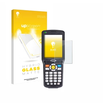 Face avant d’un emballage produit avec le logo de la marque upscreen. À côté, l’appareil Unitech HT510 est représenté avec la 